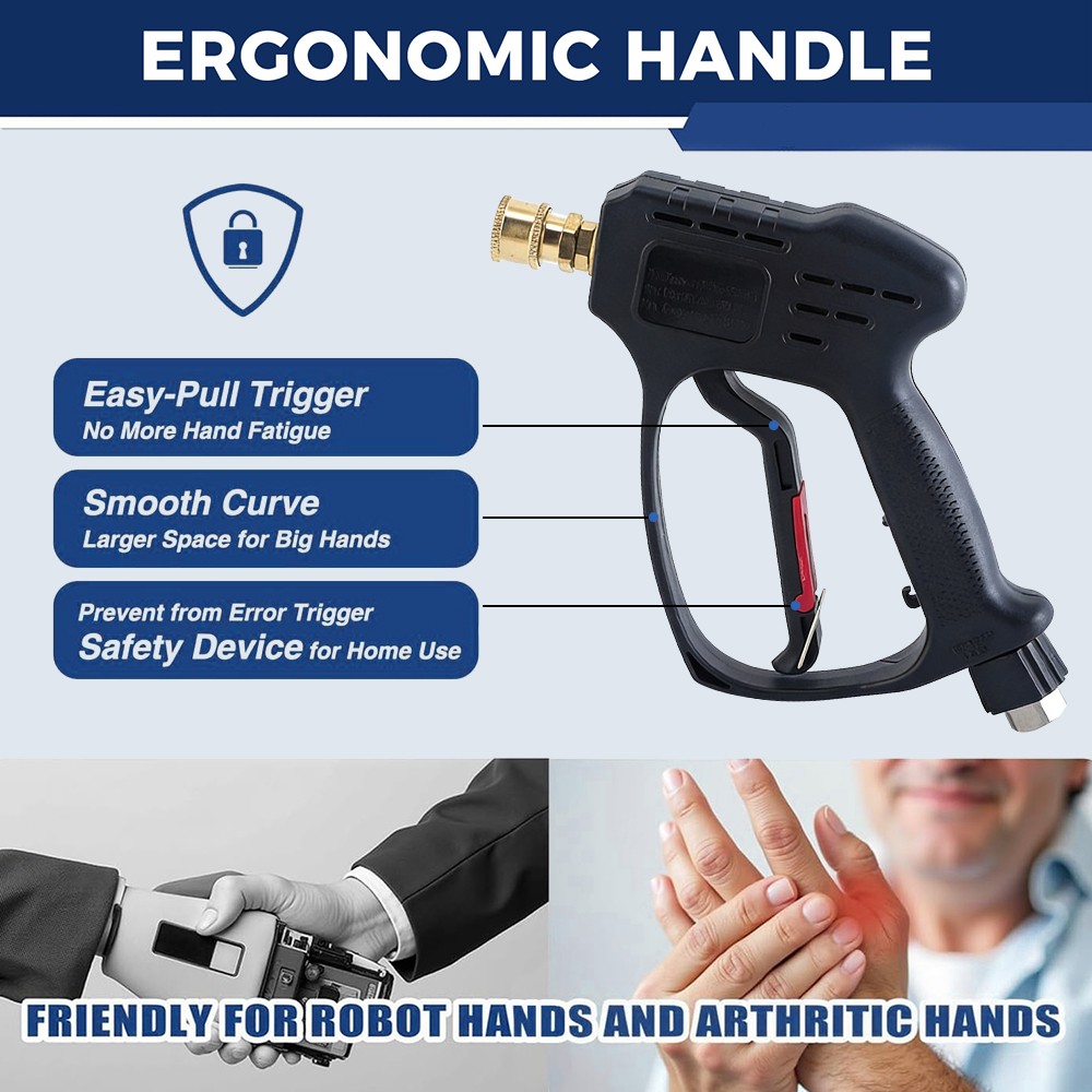 5000 PSI Pressure Washer Gun for Hot Water 3/8″ Swivel Thread 5 Spray Nozzle Tip