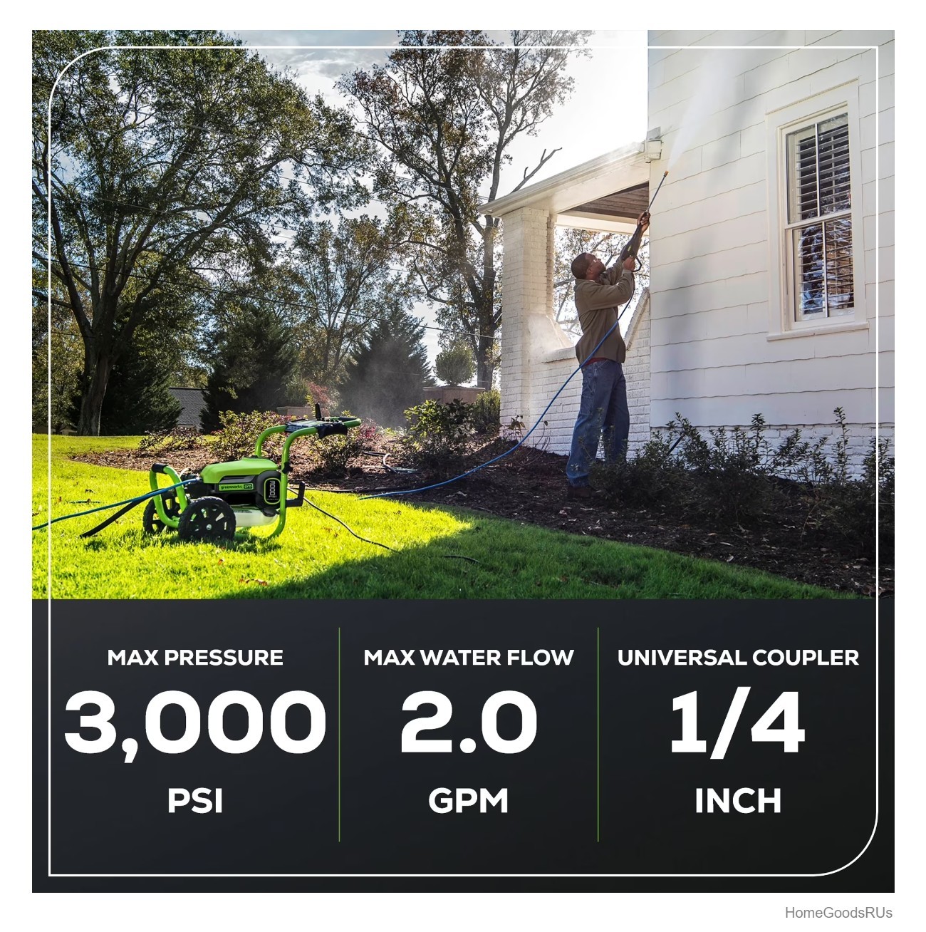 TruBrushless Electric Pressure Washer 3000 PSI 2.0 GPM Turbo Nozzle 35ft Cord