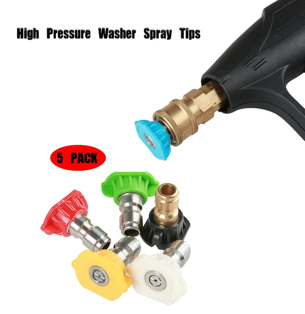 5pcs Pressure Washer Spray Tips Nozzles High Power Kit Quick Connect 1/4″ Set