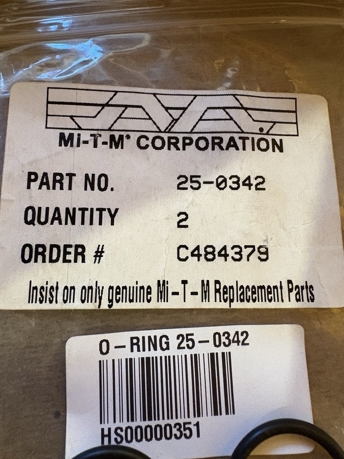 (2) PACK GENUINE OEM NOS Mi-T-M 25-0342 ORING O-RING FOR PRESSURE WASHER [9925E]