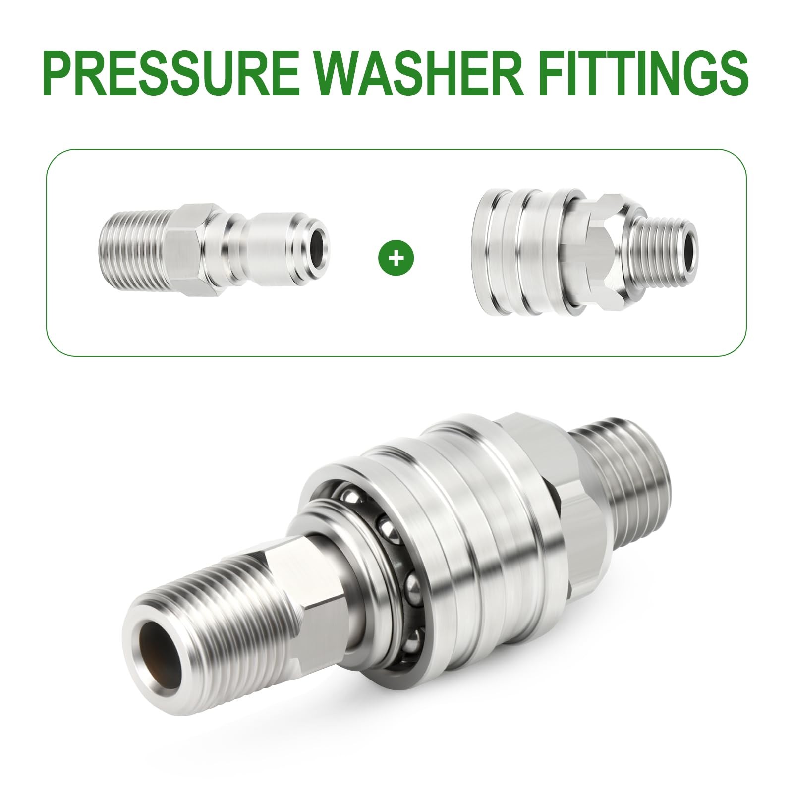 6 PCS 304 Stainless Steel 1/4 Inch Female NPT Pressure Washer Quick Connect