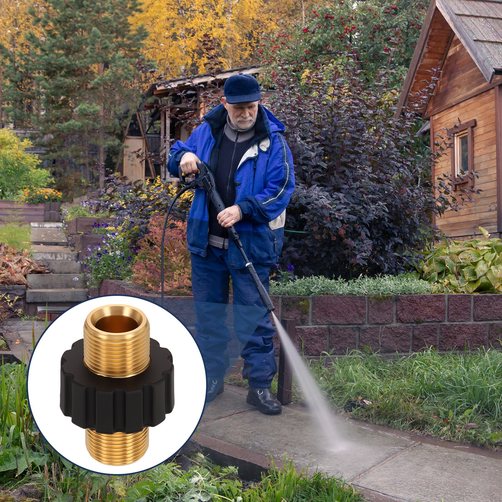 M22 14mm Male to M22 14mm Male Pressure Washer Adapter Brass Fittings
