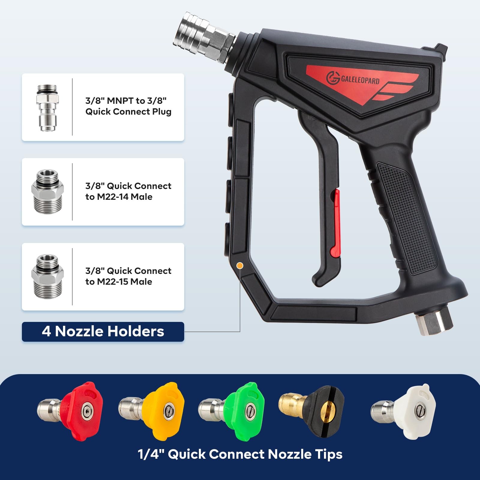 Short Pressure Washer Gun with Nozzle Holder, 5000 PSI High Pressure Washer G…