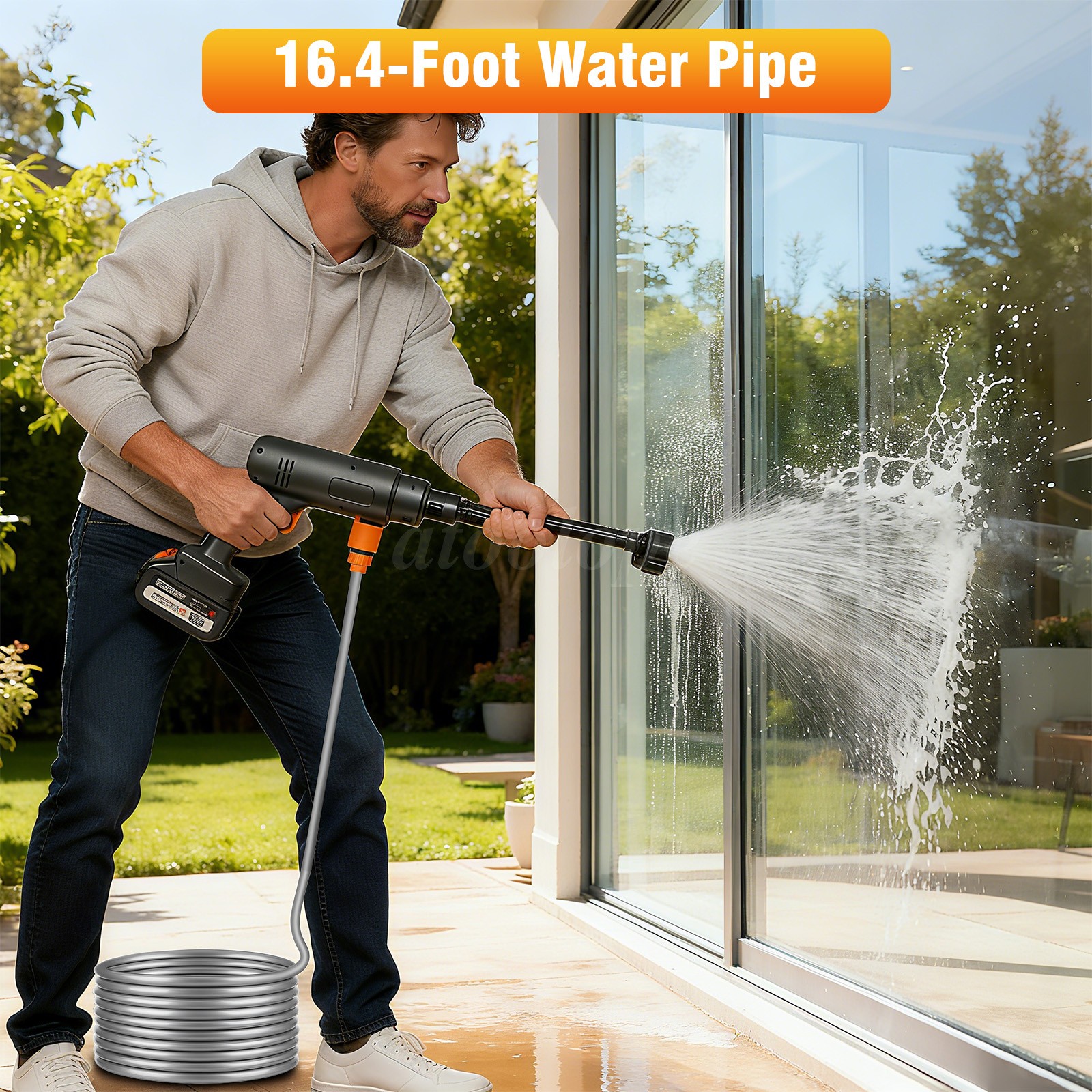 Cordless Pressure Washer Portable Power Washer 6in1 Adjustable Nozzle & 2Battery
