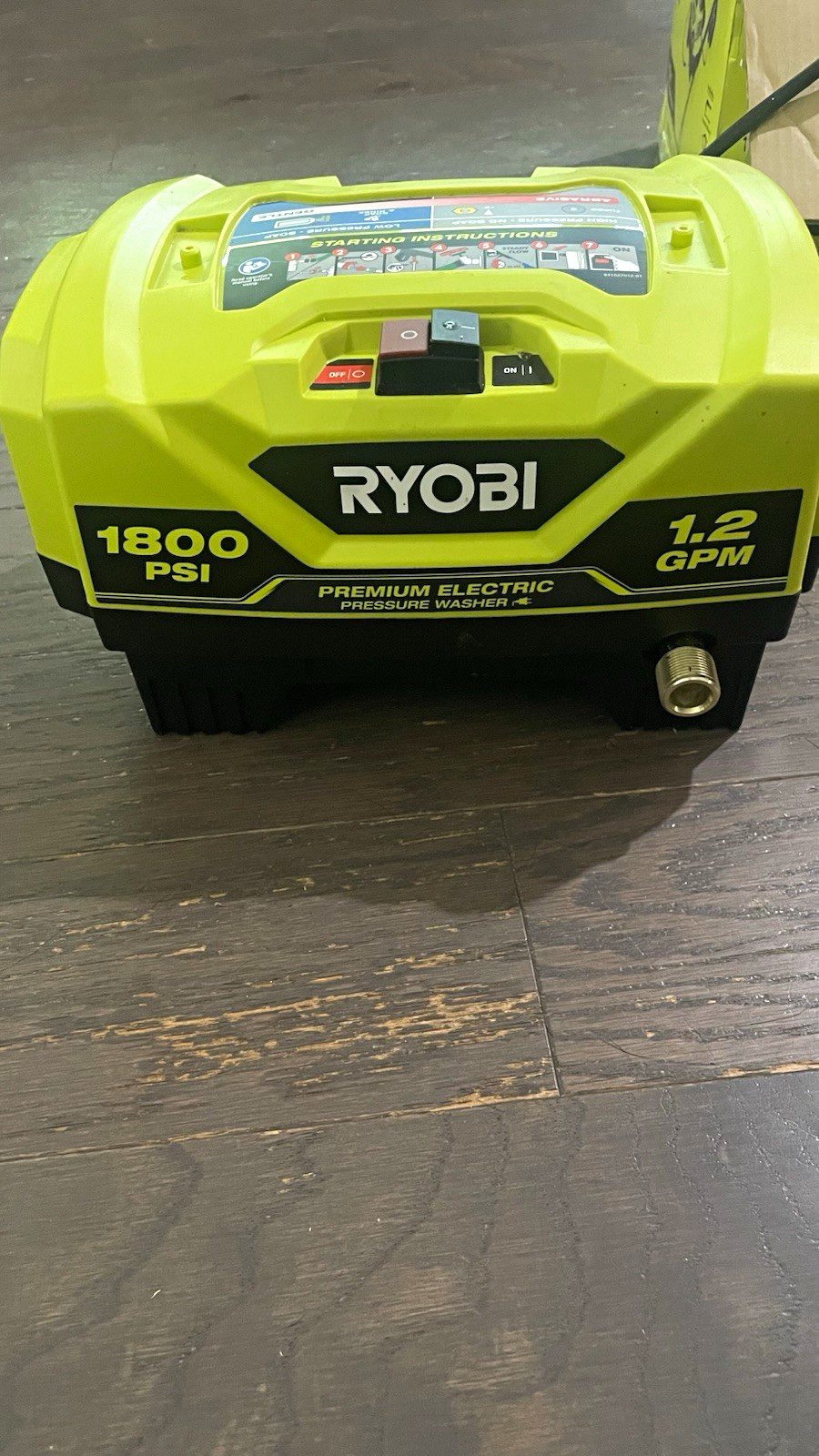 Ryobi 1800 PSI 1.2 GPM Corded Electric Pressure Washer. Missing wand attachment