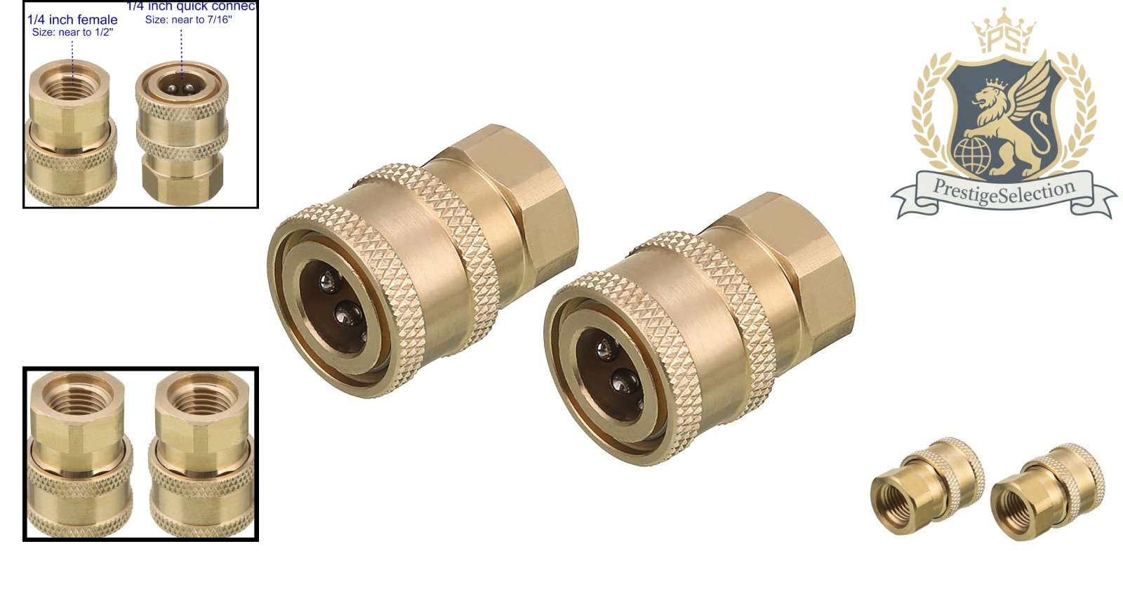 Heavy-Duty Brass Fittings for Pressure Washers, 2-Pack Quick Connect Couplings