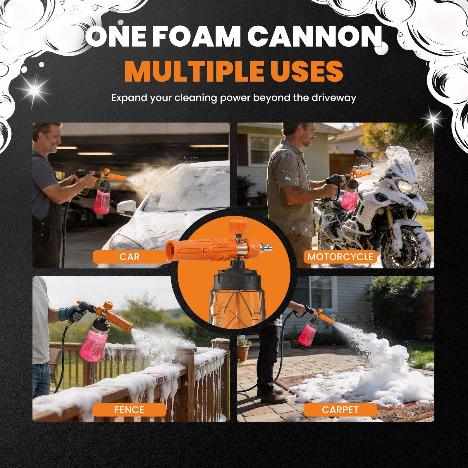 1L Pressure Washer Foam Cannon Thick Snow Clear Foam Cannon Adjustable Nozzle