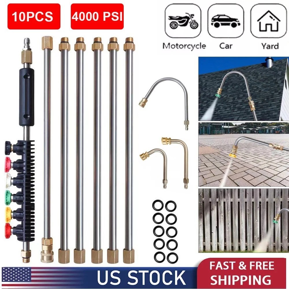 4000PSI Pressure Washer Telescopic Extension Lance Wand with Spray Nozzle Set