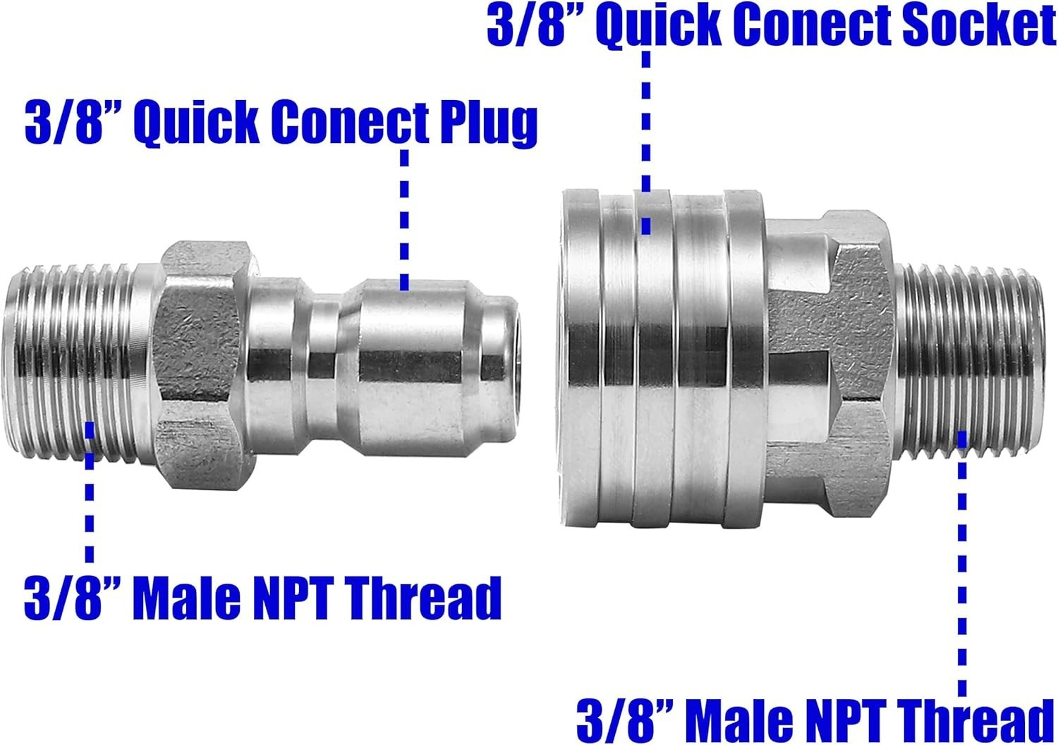 Pressure Washer Adapter Set, Quick Connect Kit, 3/8’’ Male Thread Fitting, 50…