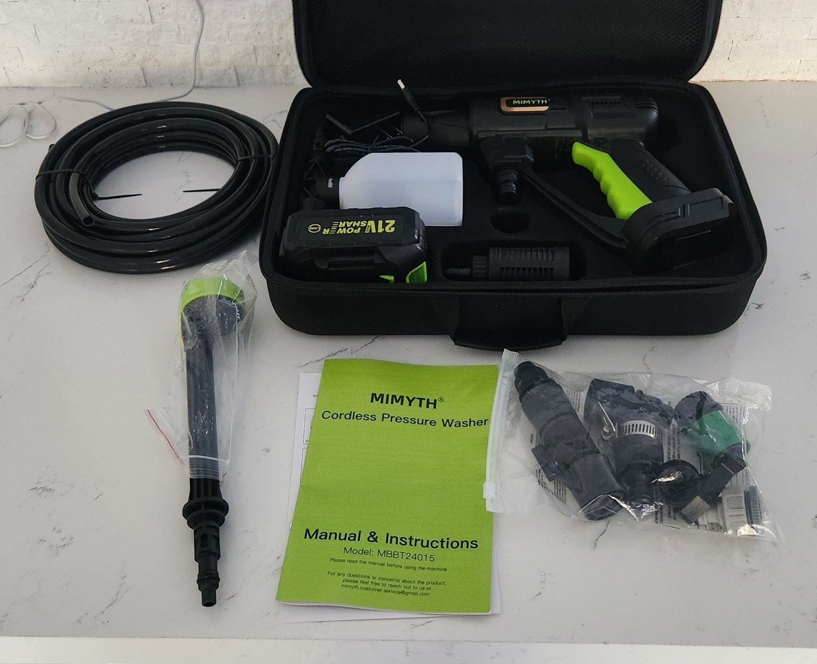 MIMYTH MBBT24015 21V Cordless Cold Water Pressure Washer 990 PSI Kit