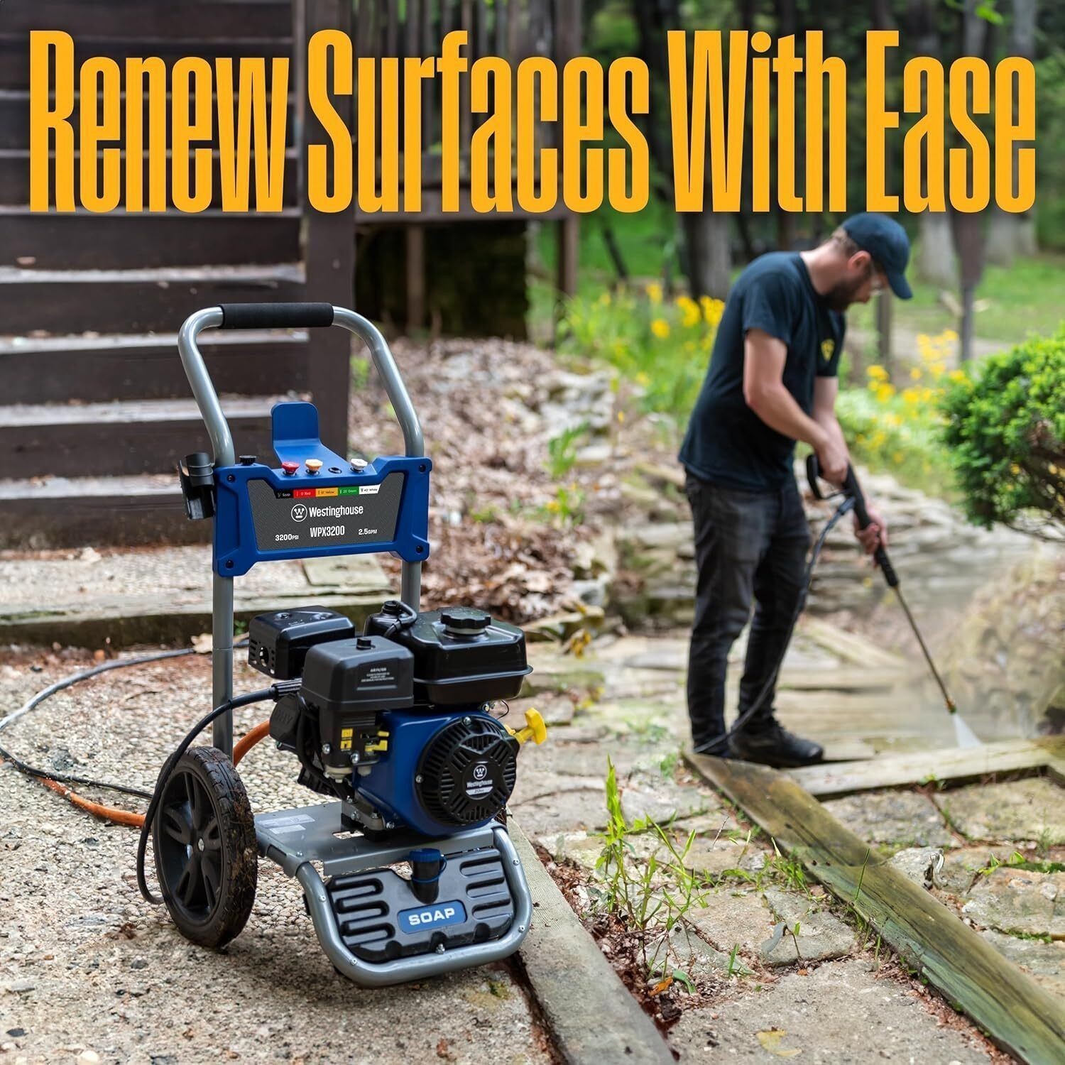 Gas Pressure Washer 3200 PSI & 2.5 Max GPM Onboard Soap Tank Spray Decks Siding