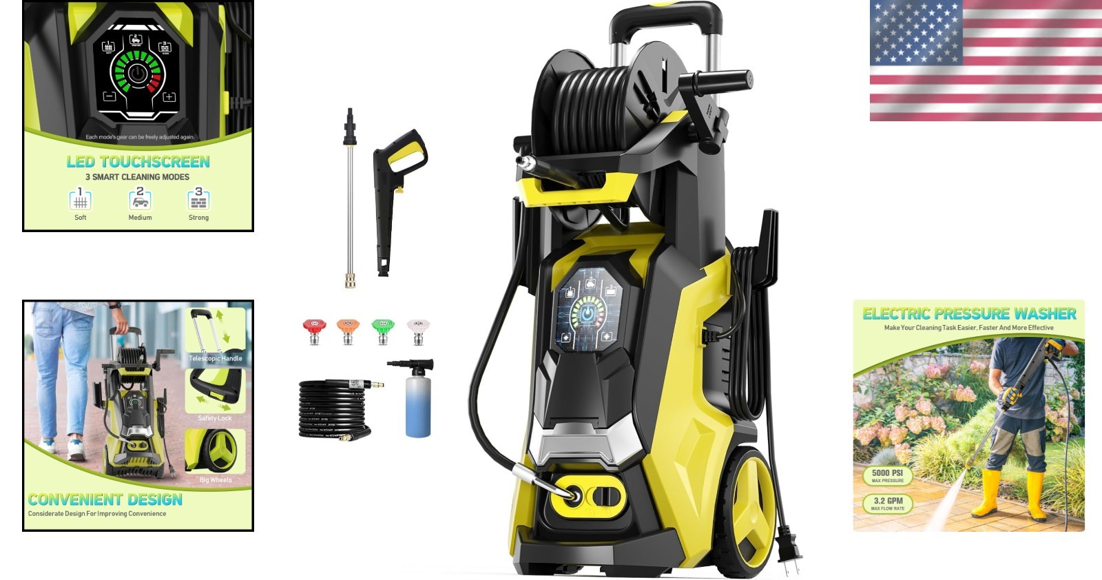 Portable 5000PSI Power Washer w/ Touch Screen//