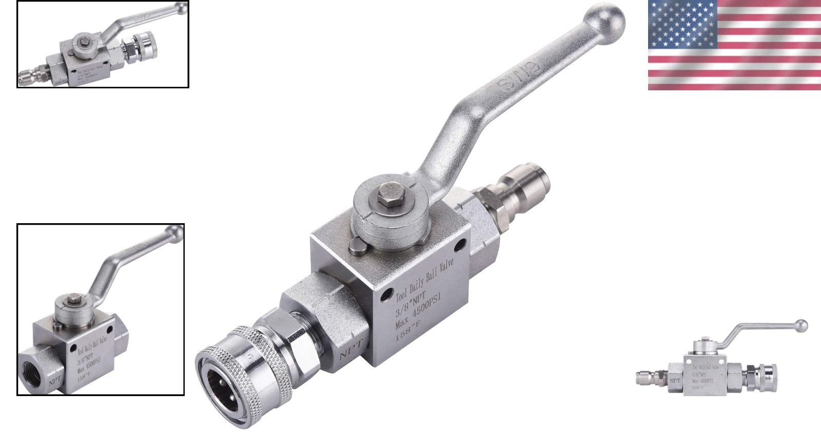 High Pressure Washer Ball Valve Kit 3/8″ Quick Connect 4500 PSI Stainless Steel