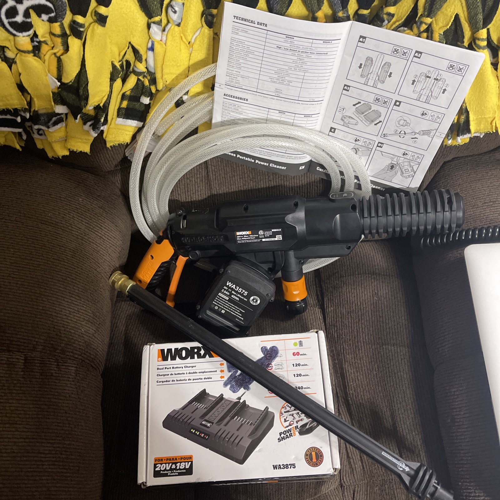 Worx Power Share Hydroshot 450 Psi 0.9 Gpm Battery Powered Cold Water Pressure