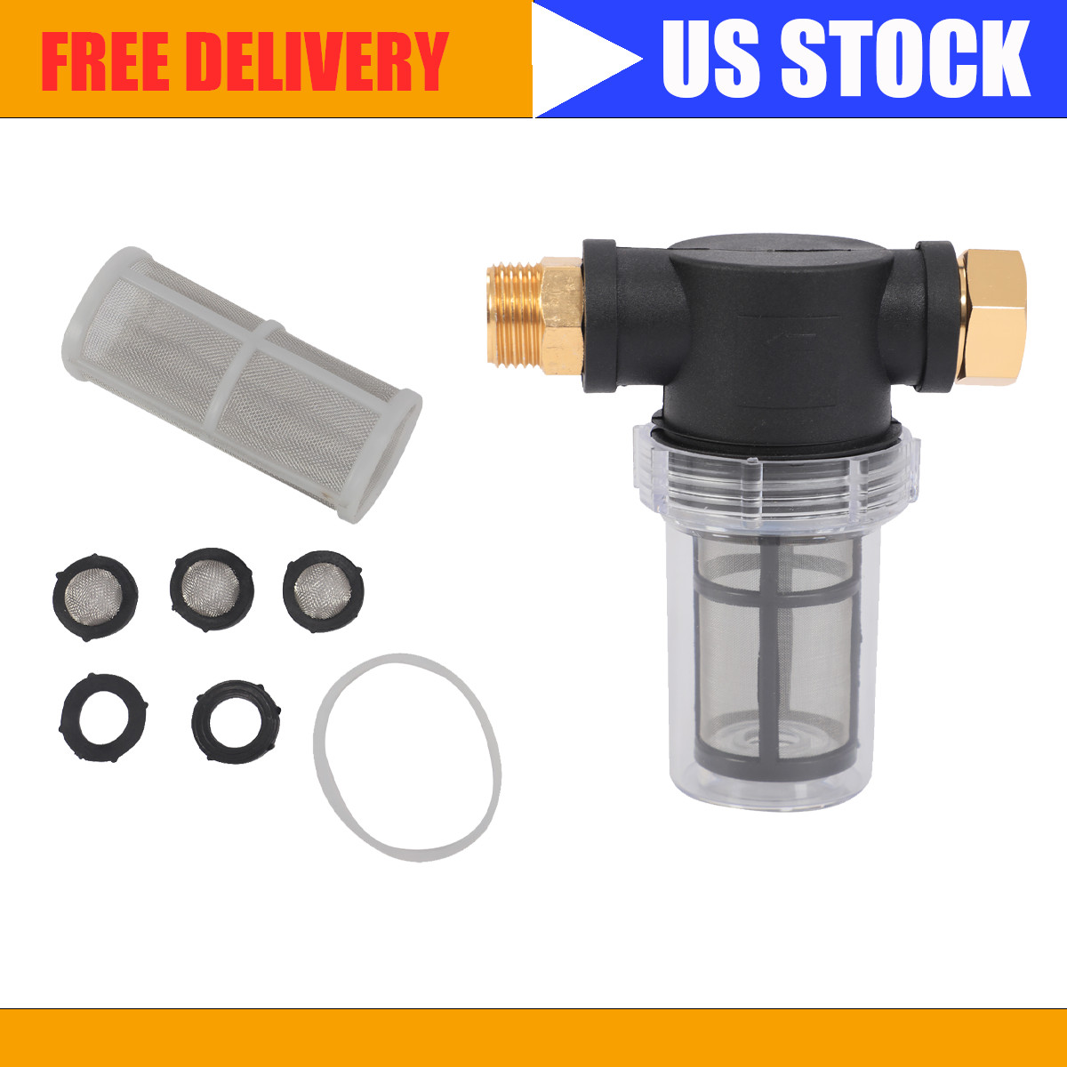 Garden Hose Inlet Filter for High Pressure Washer, Sediment Filter Attachment, 4