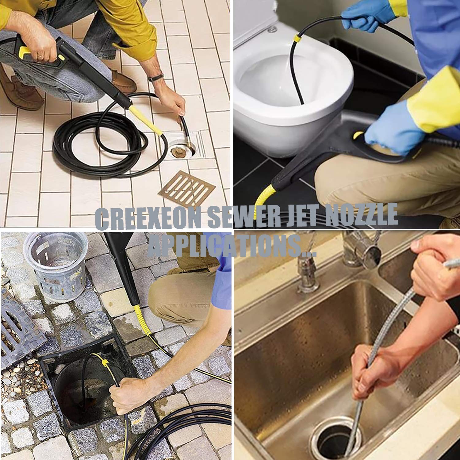 Pressure Washer Sewer Nozzle Pressure Drain Hose Nozzle w/ 1/4″ Quick Connector