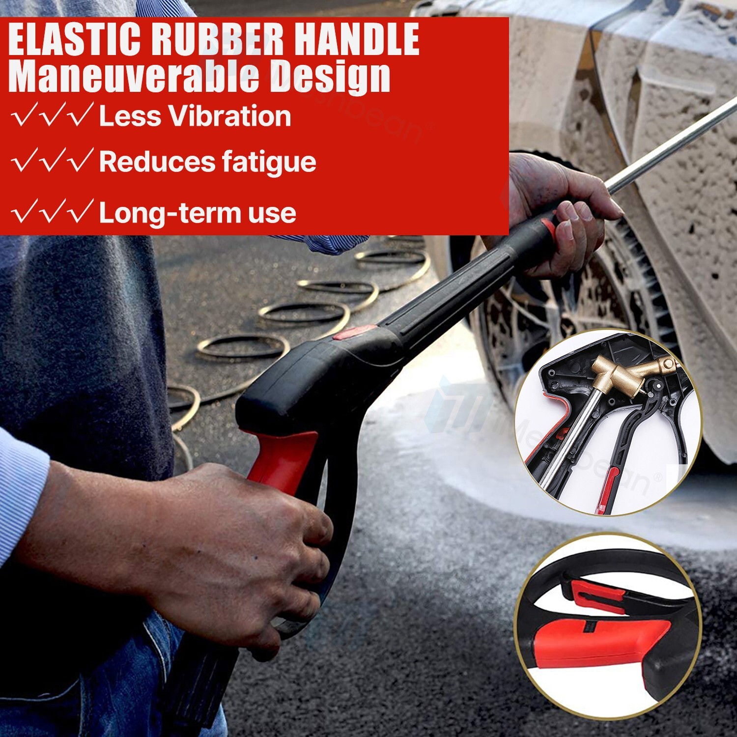 High Pressure 4000PSI Car Power Washer Gun Spray Wand Lance Nozzle and 26FT Hose