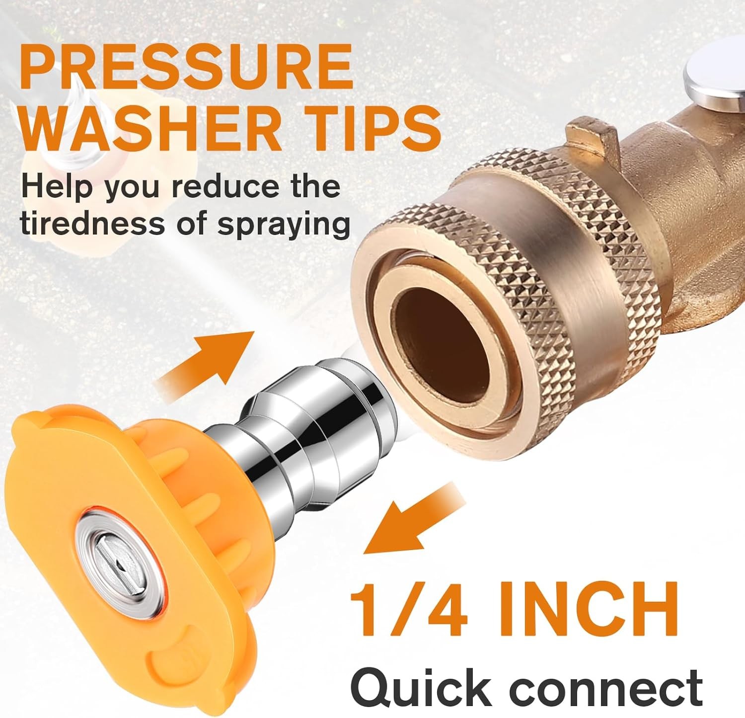 1/4 Inch Pressure Washer Nozzle Tips Quick Connector 2.5 Gpm 4000 Psi Power Wash