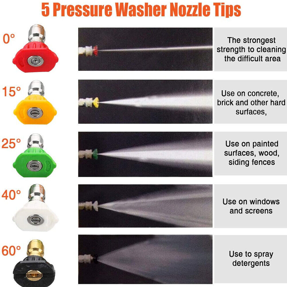 4000 PSI High Pressure Washer Gun Car Wash Foam Spray Short Wand Nozzle Tips