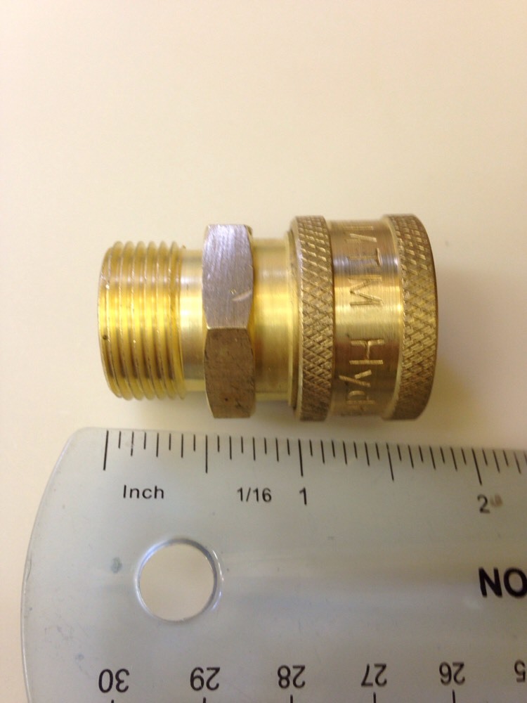 MTM Hydro – COUPLER BRASS 3/8 Quick Connect X M22 Male 14mm 24.0447