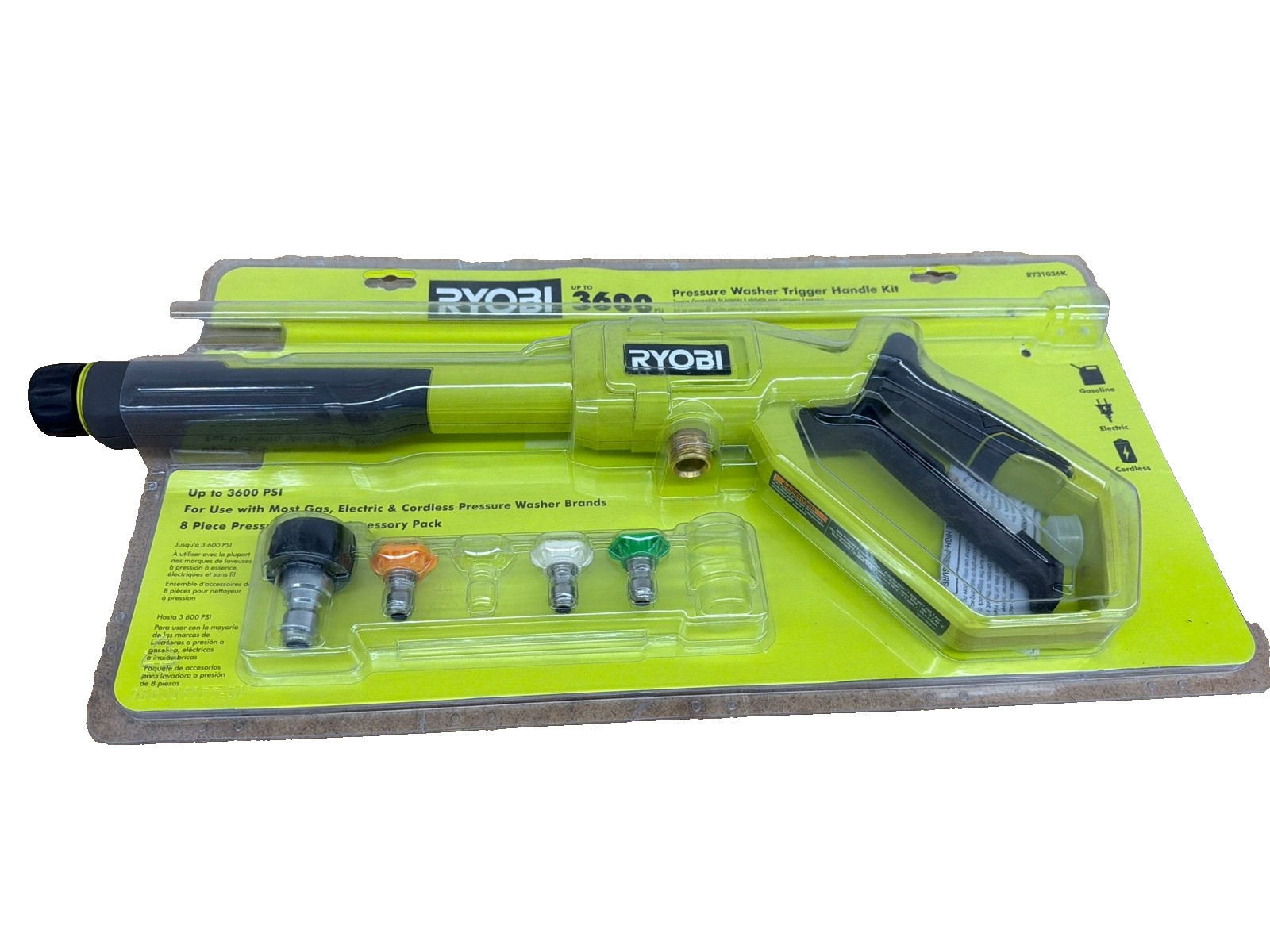 RYOBI Pressure Washer Trigger Handle Kit, Quick-Connect Adaptors, 3600 PSI