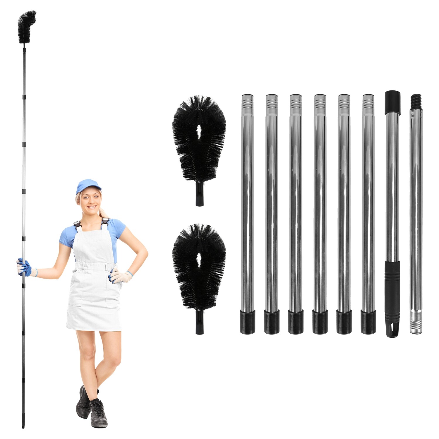 Gutter Cleaning Tools from the Ground Adjustable Rain Gutter Cleaning 2 Brushes