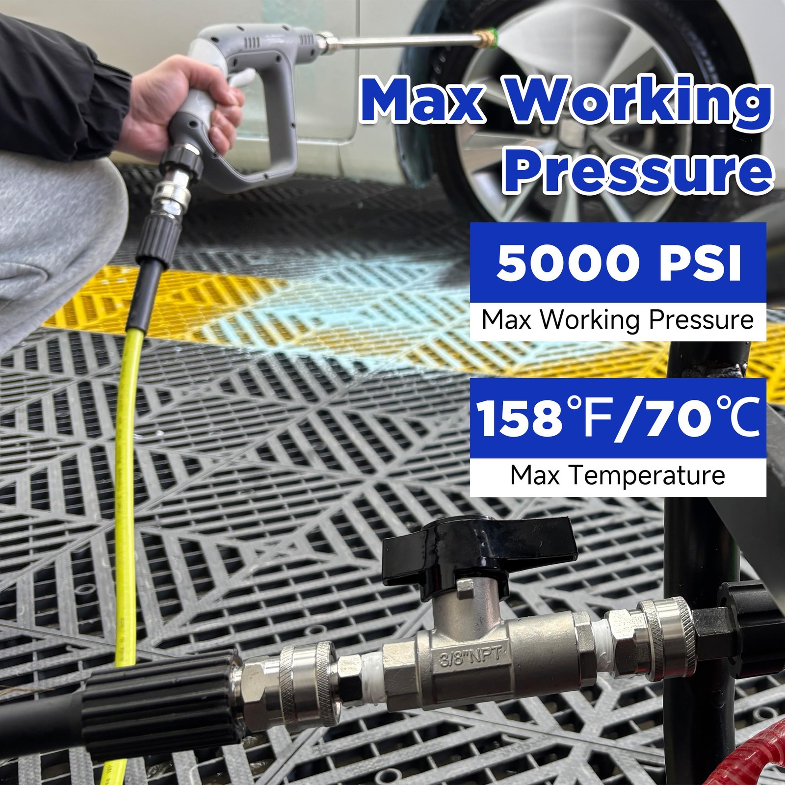 1 PC Ball Valve Pressure Washer 3/8 Inch Quick Connect Shut Off 5000 PSI