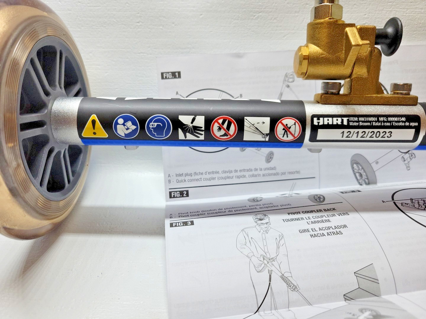 HART, HIGH PRESSURE BROOM,330,PSI,TWO POSITION PIVOT,HW31WB01 P.W.ATTACH (B2)