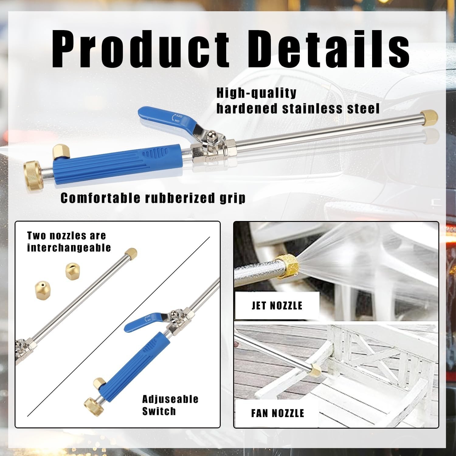 Jet Nozzle Pressure Washer Hose Attachment,Power Washer Wand Hose Nozzle Hydr…