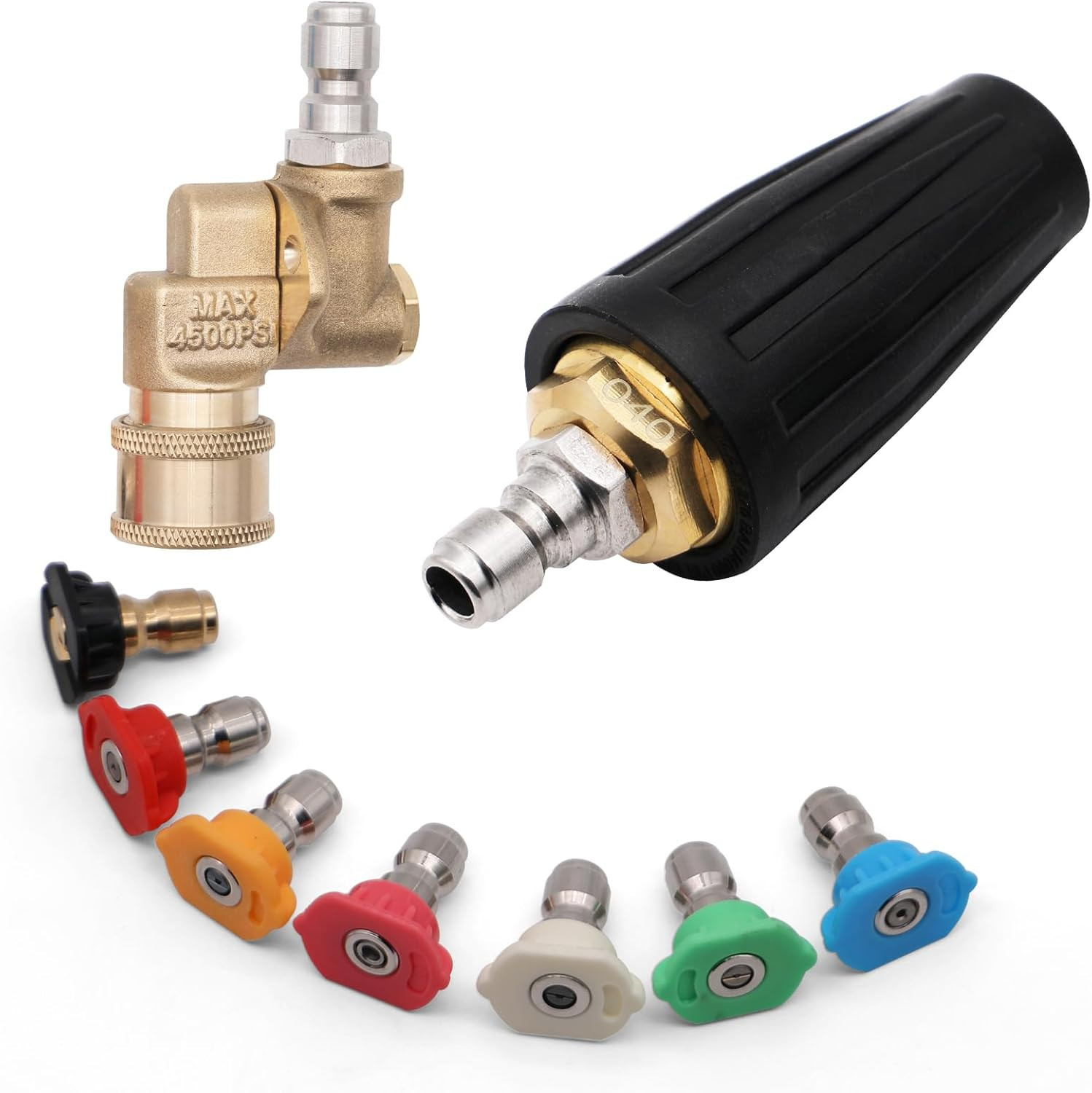 Pressure Washer Tips Turbo Nozzle 4000 PSI 360° Rotating Spray Turbo with 1/4”