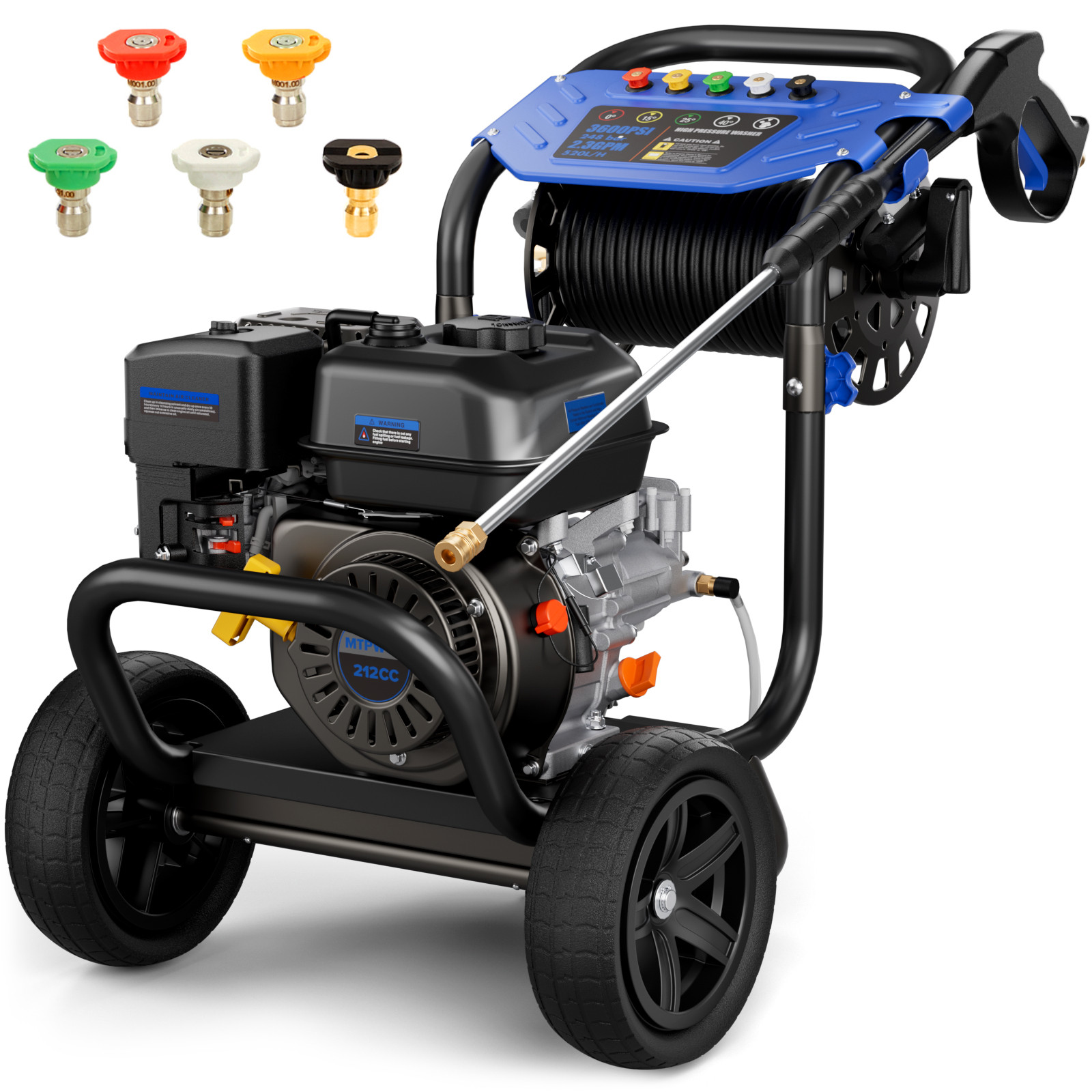 Mutaomay High Pressure Washer 3600 PSI 2.3 GPM Gas Power Washer with 5Nozzle Set