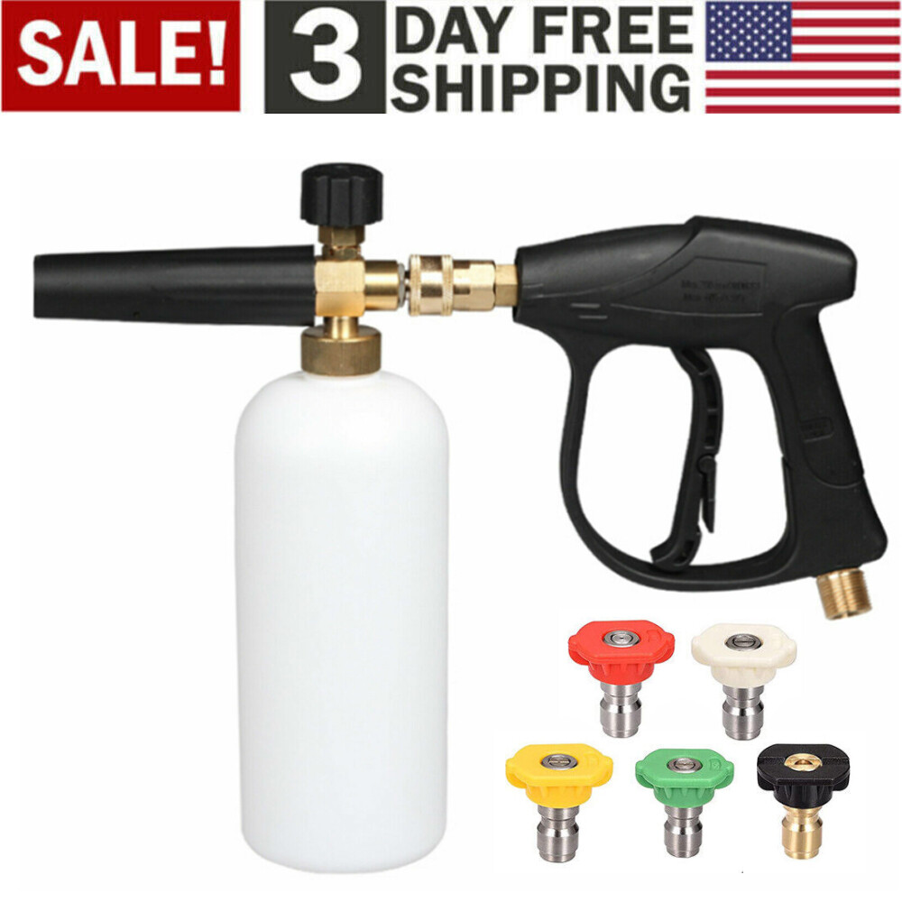 1/4″ Snow Foam Pressure Washer Gun Car Wash Soap Lance Cannon Spray Jet Bottle