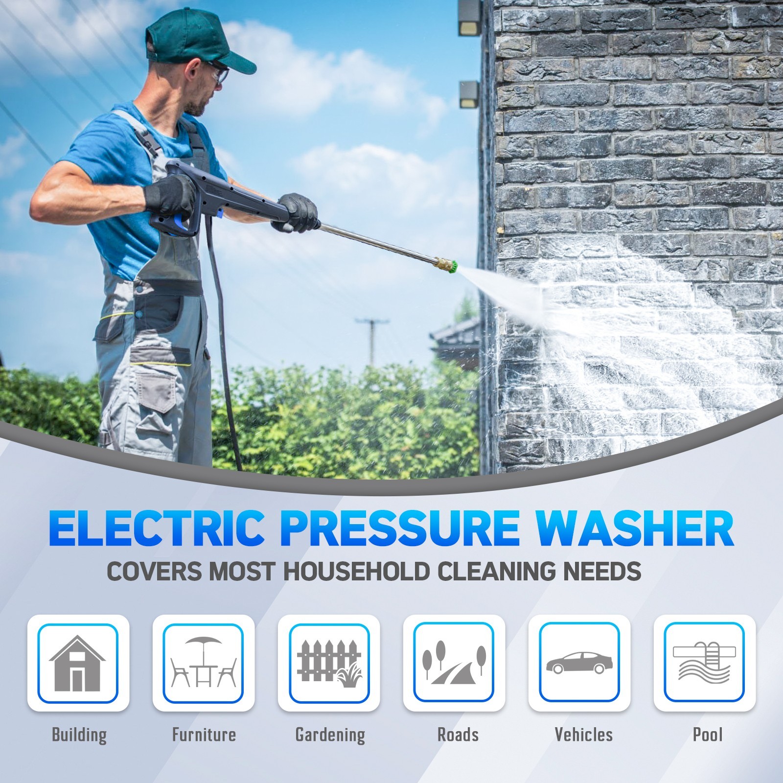 Pressure Washer 4500PSI 4.0GPM, 15-Level Touchscreen, 4 Nozzles, for Driveway