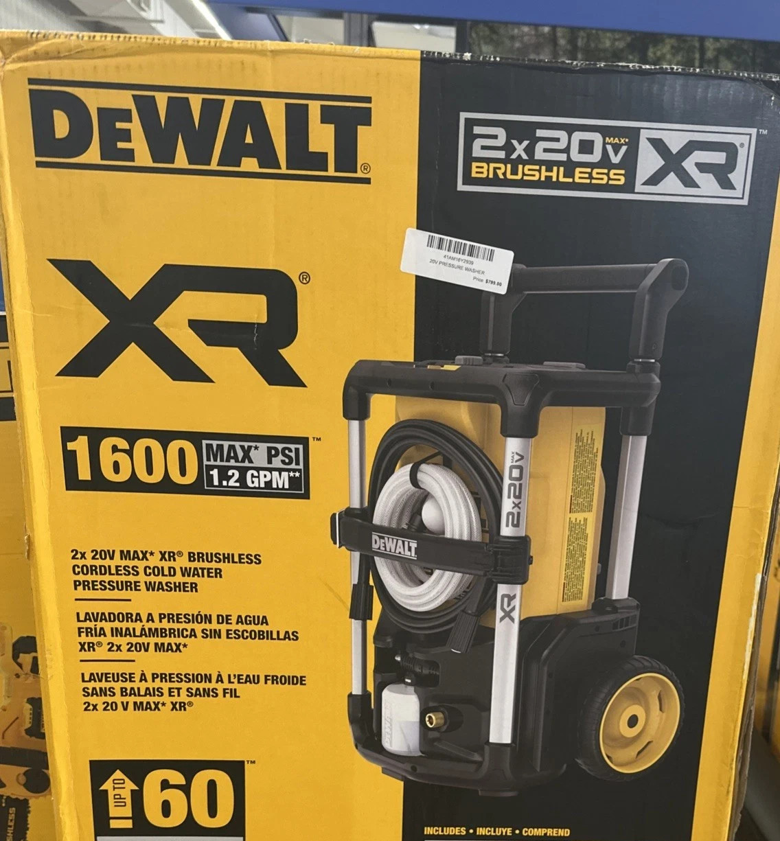 DeWalt DCPW1600B 2X 20V 1600 PSI Cold Water Pressure Washer BARE TOOL ONLY