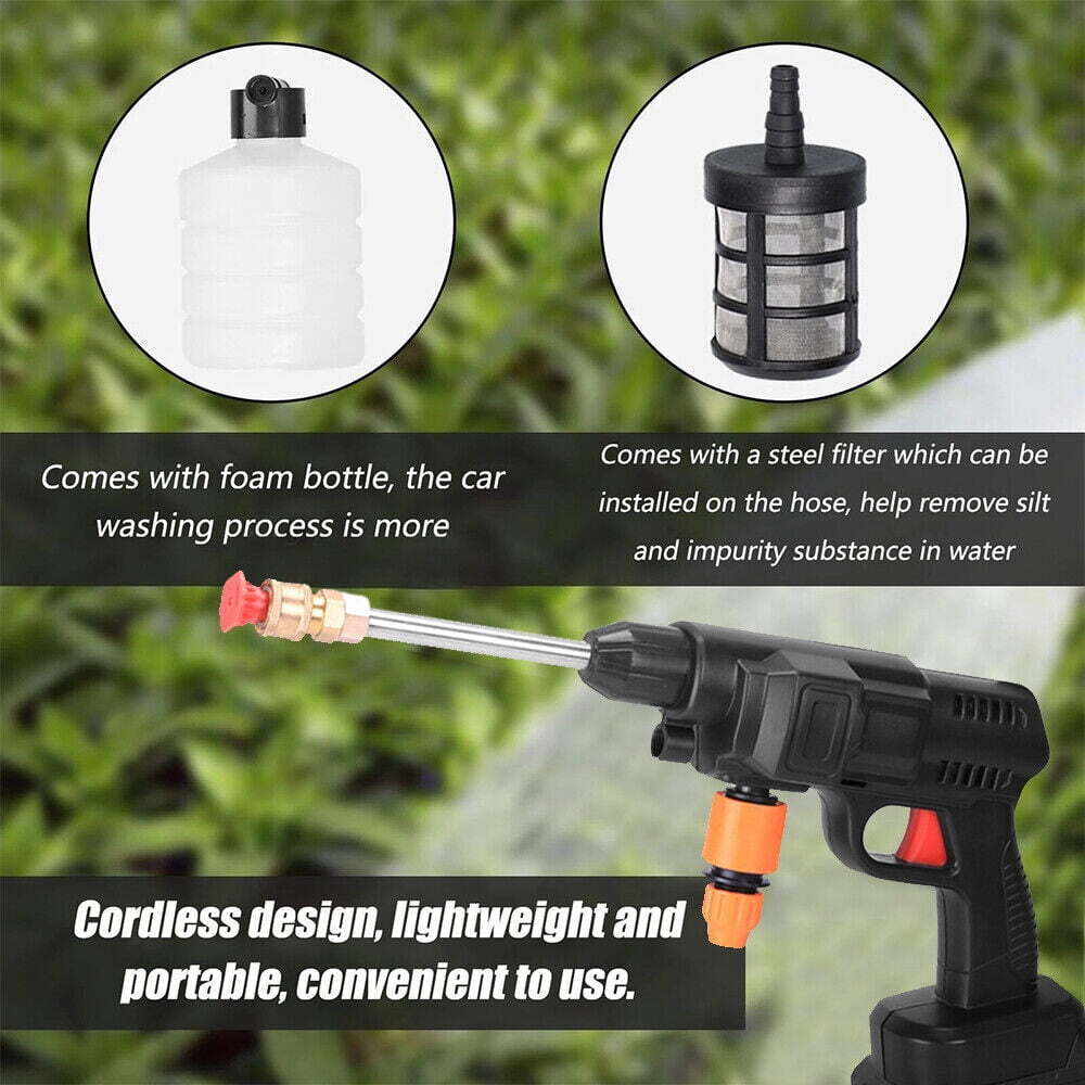Cordless 1500W Car Pressure Washer 60Bar Electric Portable Power Spray Gun