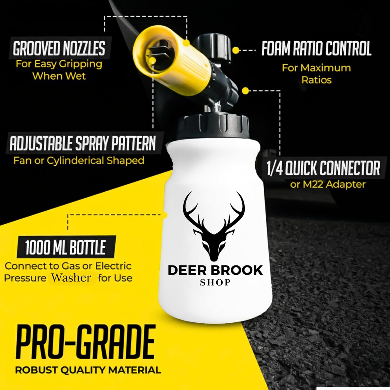 4000 PSI Foam Cannon – 1L Bottle with 1/4″ Quick Connector