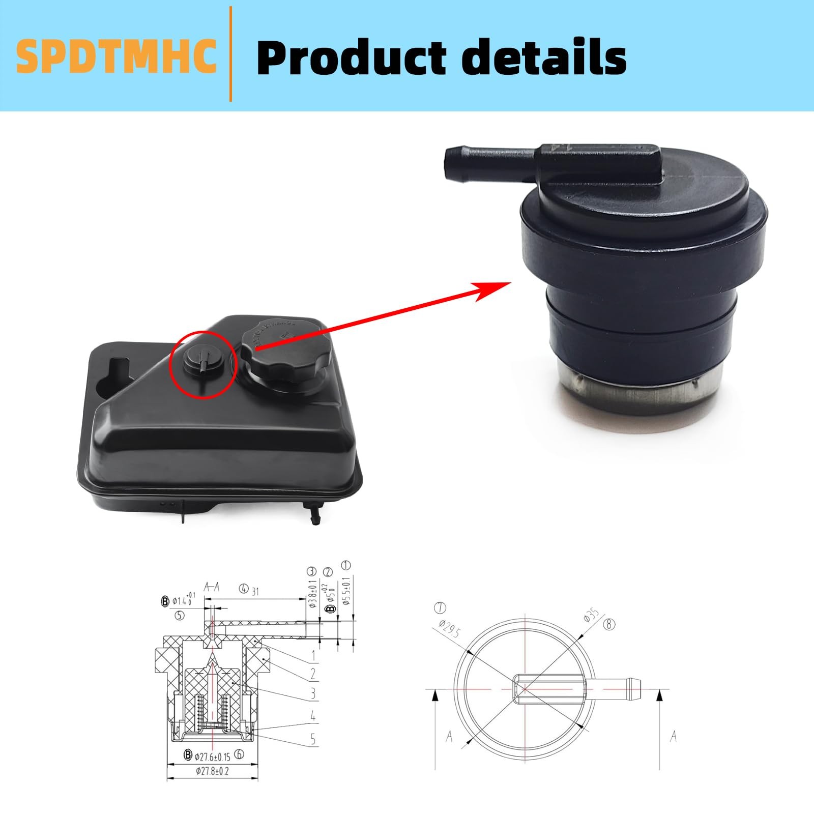 951-14075 Fuel Tank Vent Roll Over Valve Fit for MTD Fit for Troy-Bilt Fit fo…