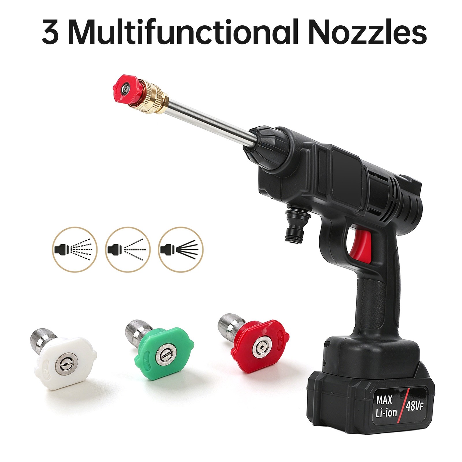 Portable Pressure Washer Cordless Power Car Cleaner 30Bar With 3 Nozzles 2 IFHU