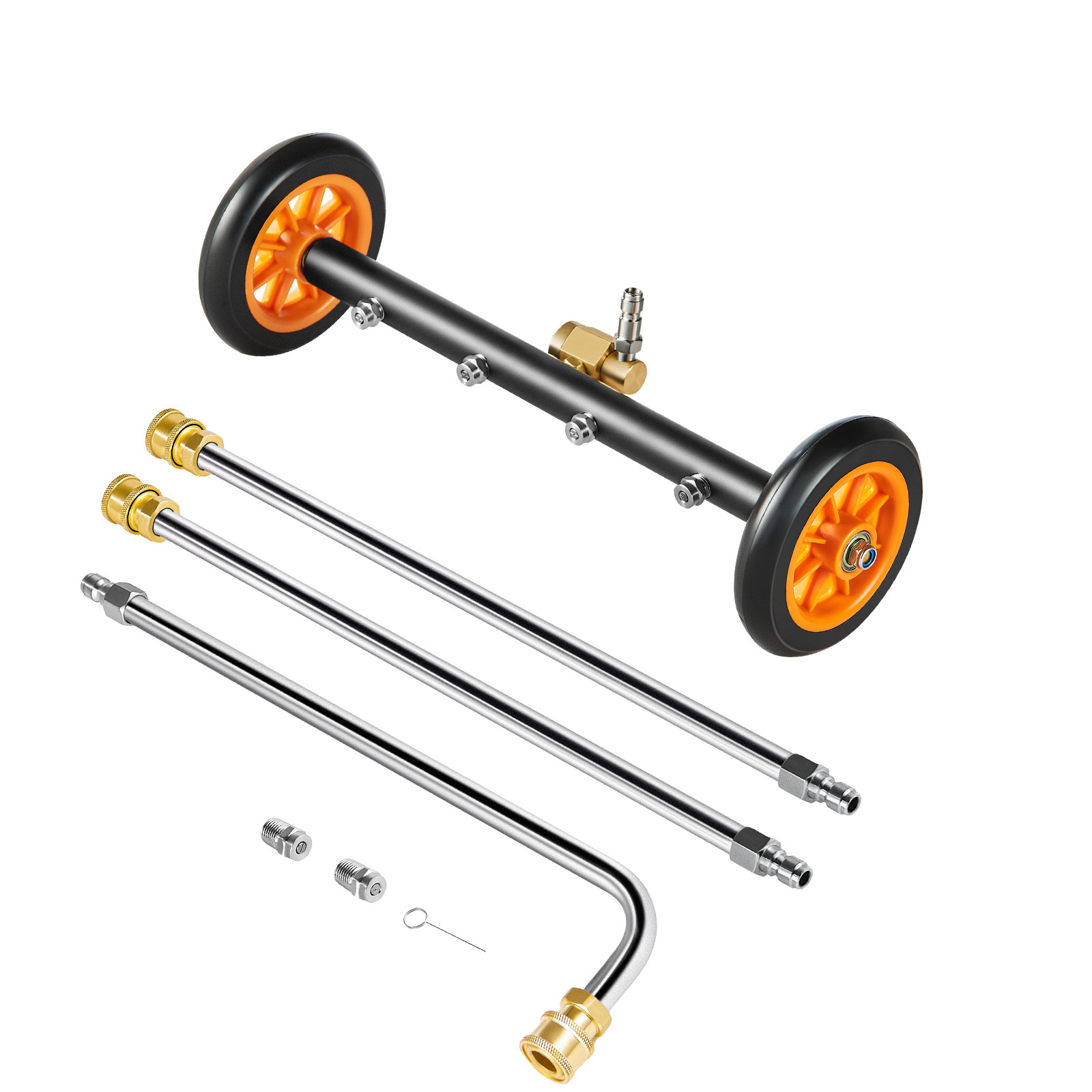 16″ Pressure Washer Undercarriage Cleaner with 2 Wheels 2 Extended Wands