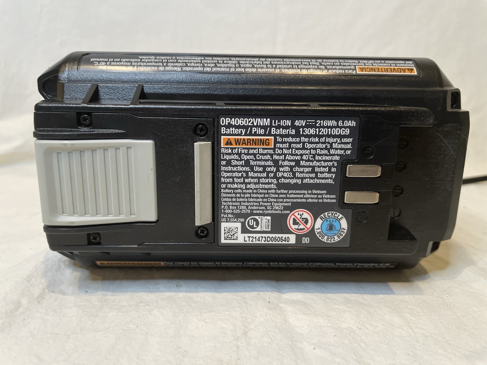 RYOBI -New OP40602VNN 40V Li-Ion 216Wh 6.0Ah Battery & Charger.