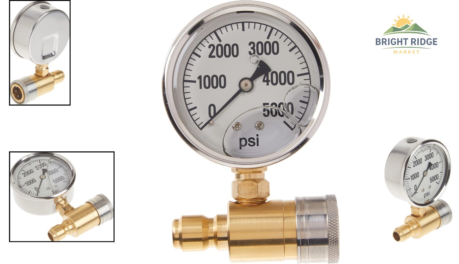 2.5 Inch Pressure Gauge for Pressure Washers, 5000 PSI with Quick Connect Plug