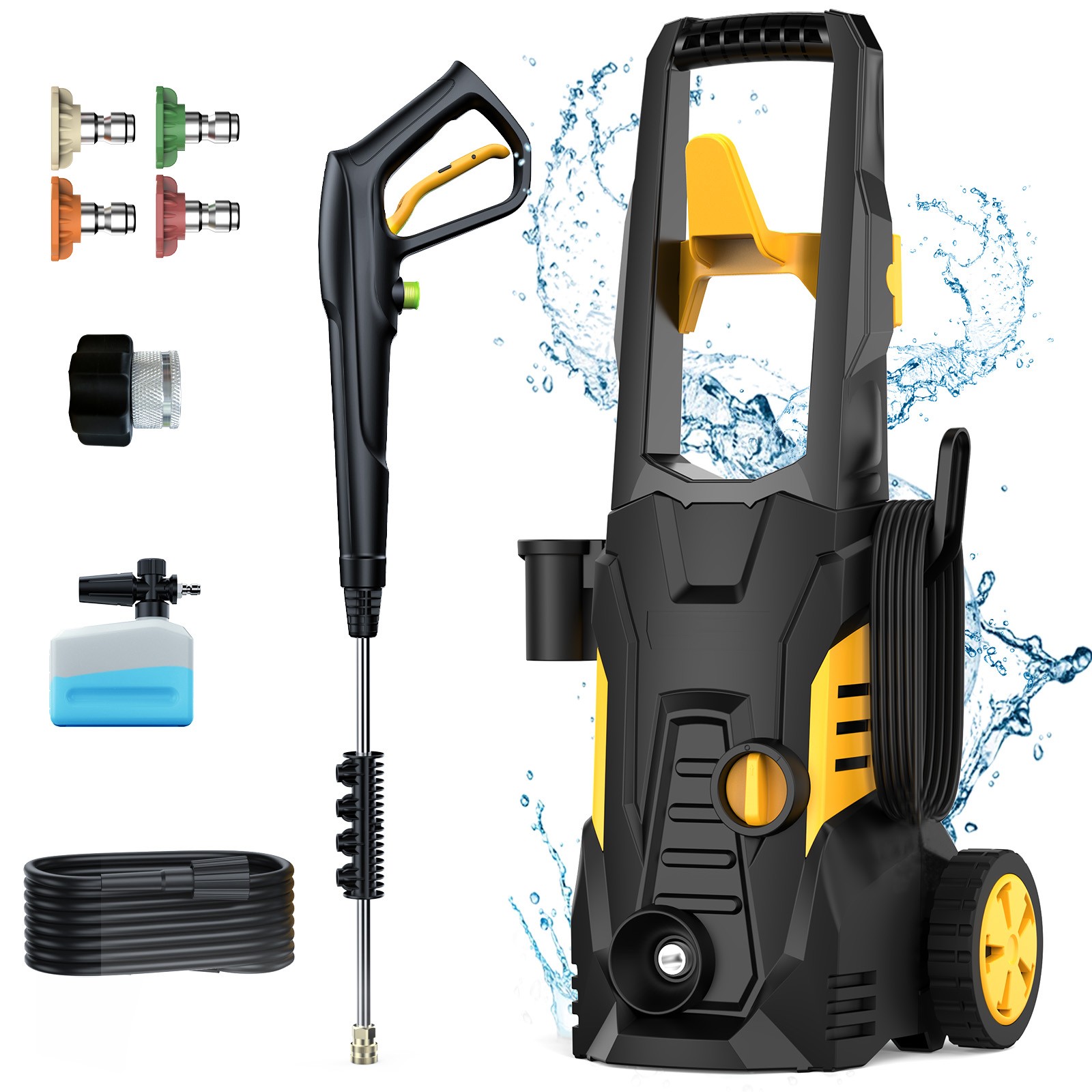 5000PSI Electric Pressure Washer Max 3.0GPM Portable Power Washer 4 Quick Nozzle
