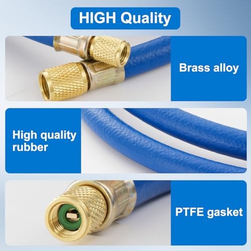3/8″ Vacuum Refrigerant Hose, High Flow HVAC Vacuum Hose 3/8 FL to 3/8″ to 1/4″