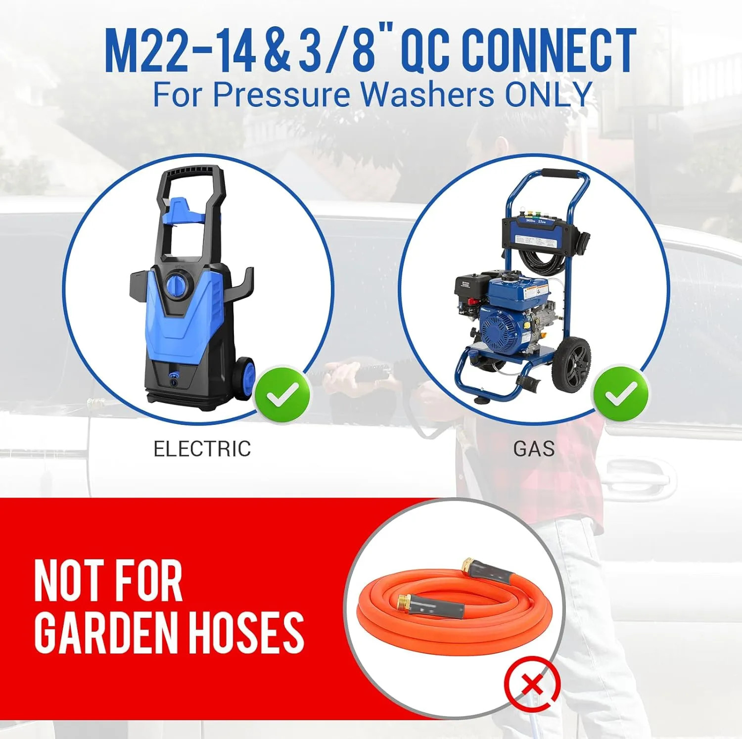 Short Pressure Washer Gun 4000 PSI 10.5 GPM With 3/8 Inch Quick Connect M22 A…