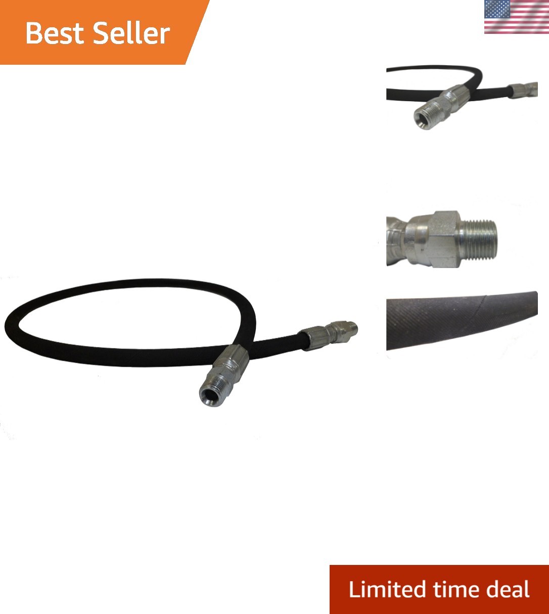 Connect Anywhere: 4FT Steel Pressure Washer Hose – 4000 PSI Rated, All-Weather