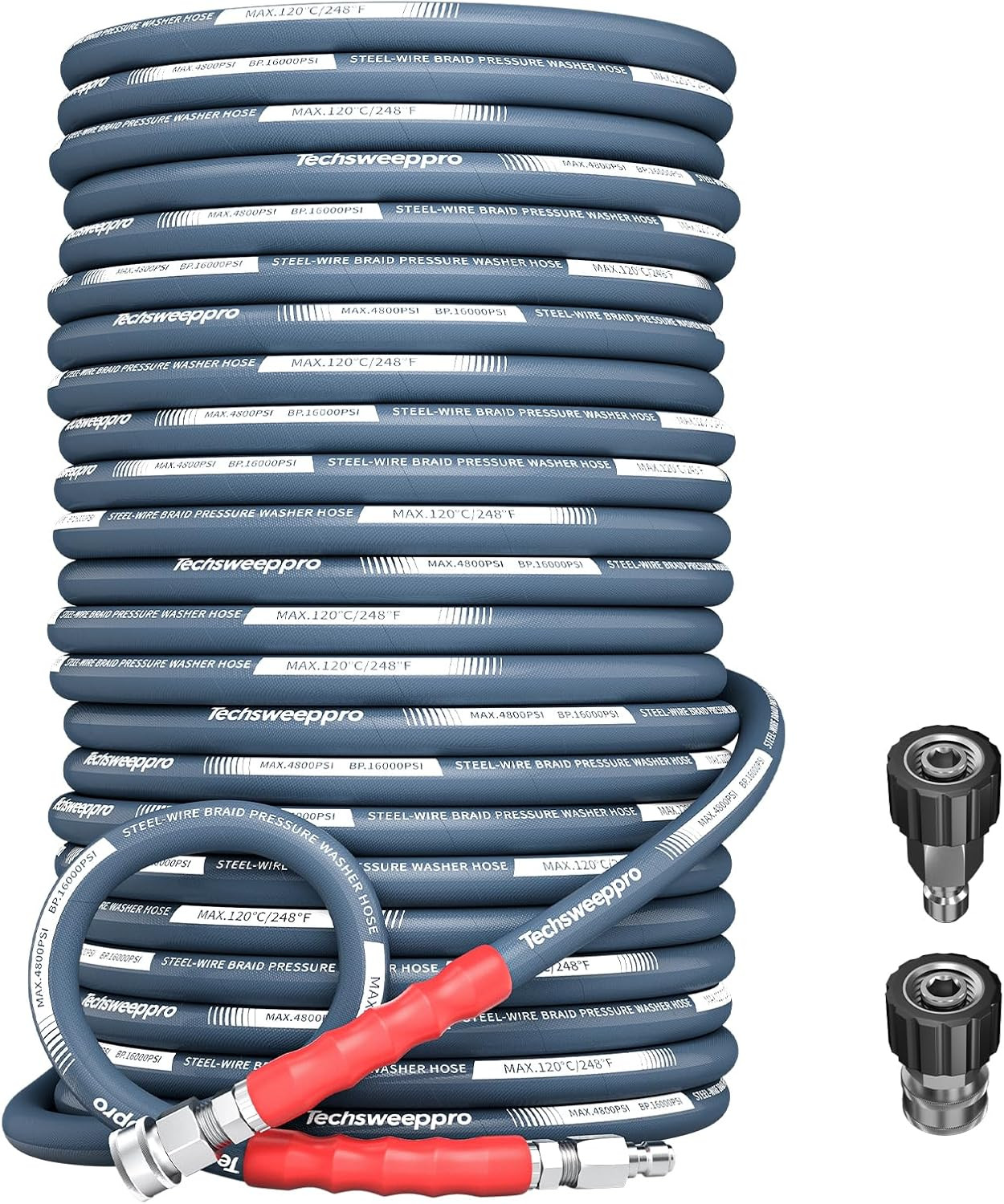 4800PSI Pressure Washer Hose 100FT with 3/8″ Swivel Quick Connect for Cold/Hot W