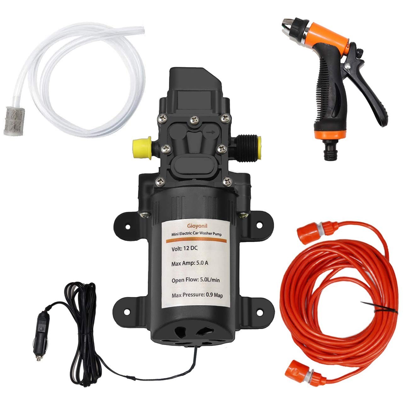 Bomba Agua Presión 12V 100W Portátil Kit Lavado Carro Riego Jardines RV Pressure