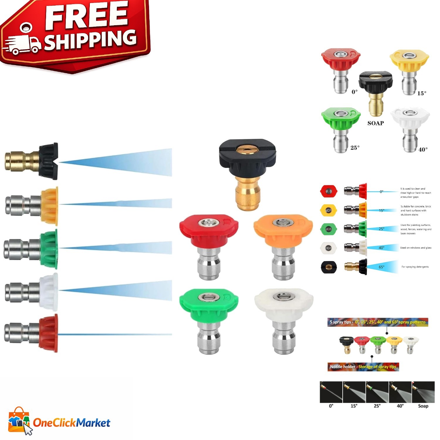Ultimate 5 Nozzle Set for Pressure Washers: 4000 PSI & Quick Connect