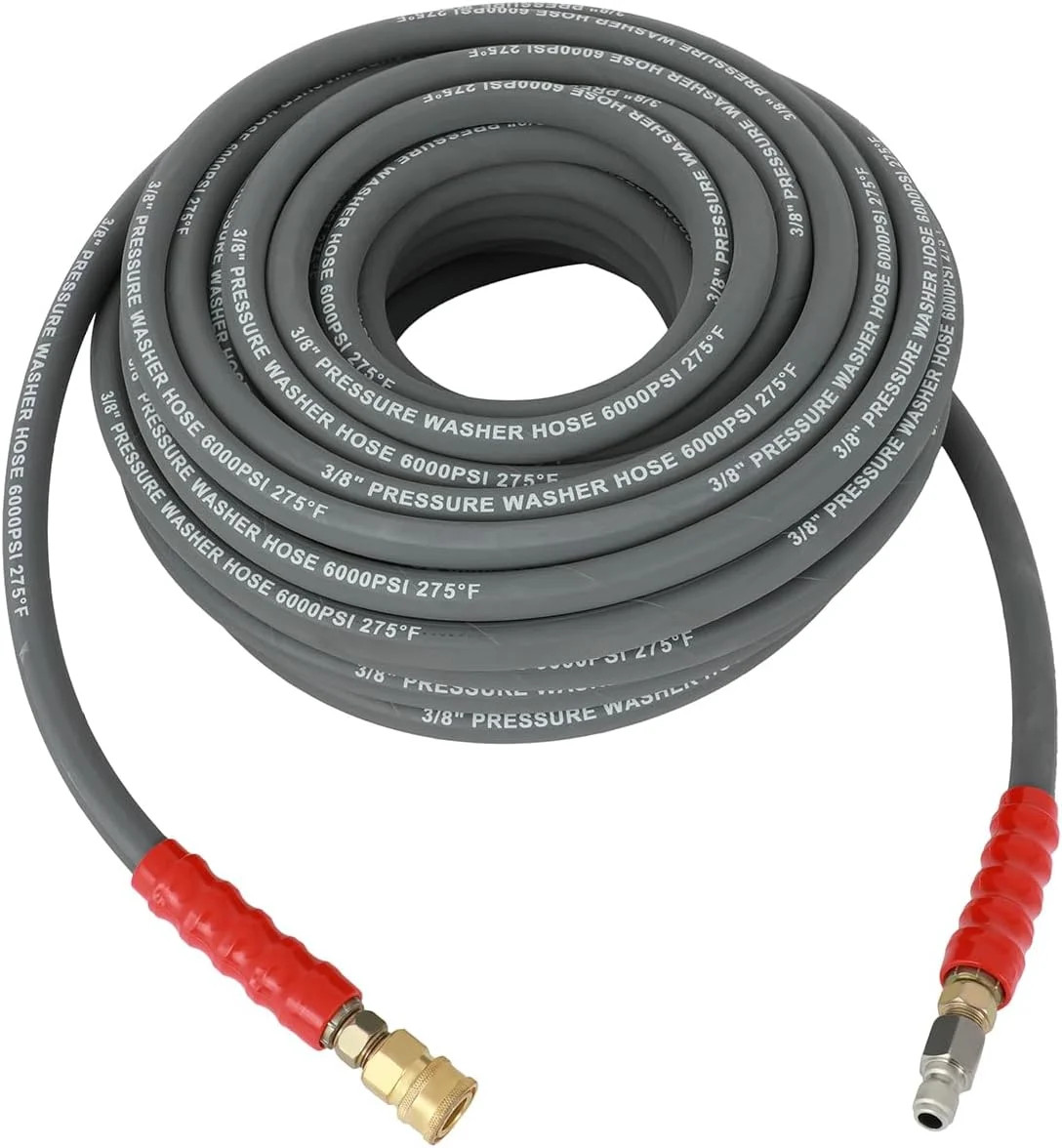 OCPTY Hot Water Pressure Washer Hose 3/8″ x 100ft 6000 psi Non-Marking 2-Braid R