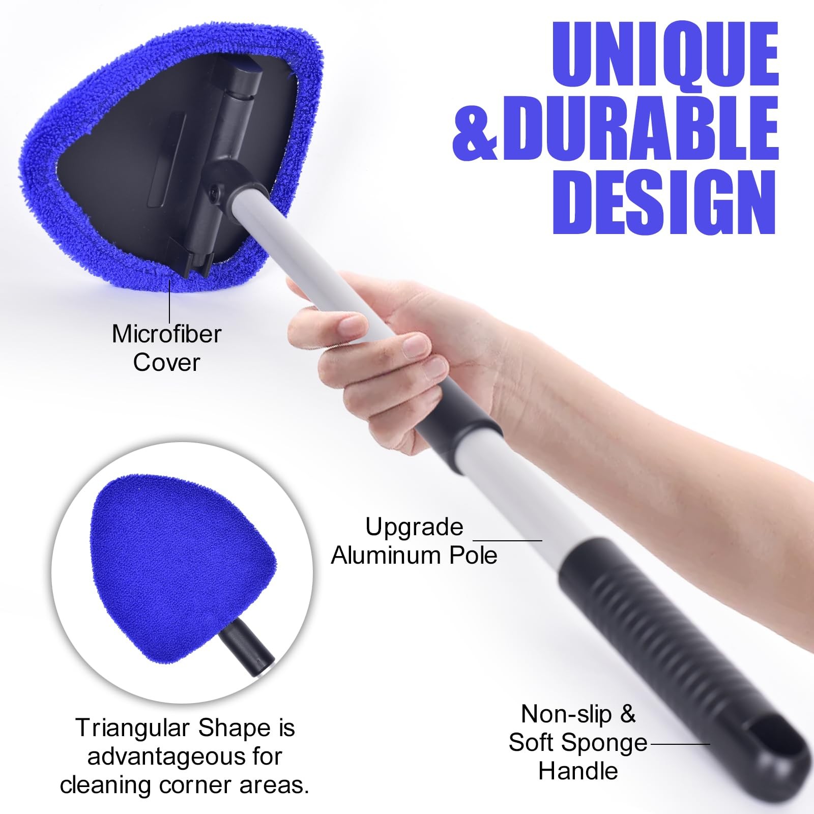 Windshield Cleaner, Car Cleaning Tool with 3 Reusable and Blue1